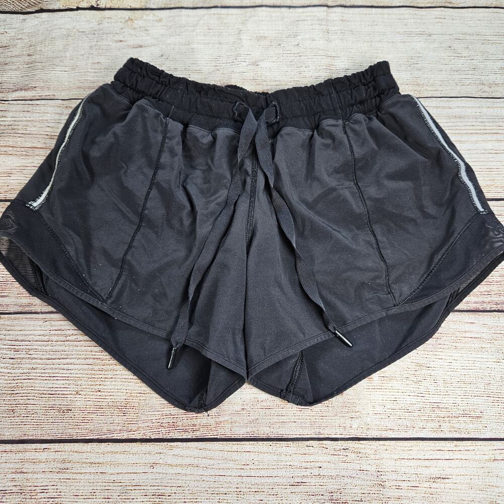 Lululemon Reflective Running Shorts L Black - Size 4 Tall Lined Short 4" Inseam